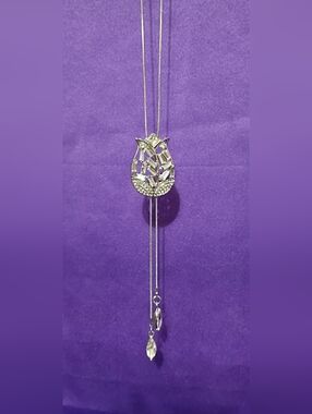 Silver Tulip Crystal Pendant Necklace - Women's Jewelry